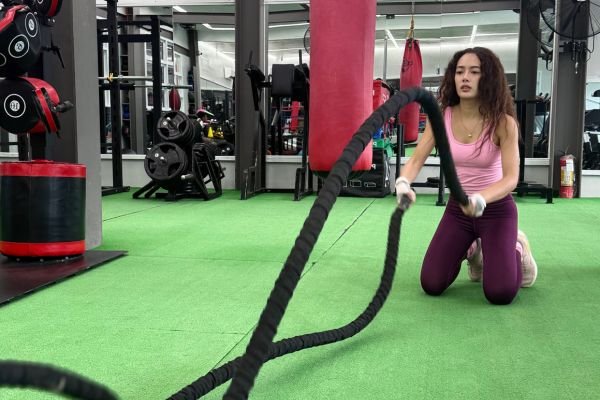 Lift Athletics Female Member doing Cardio