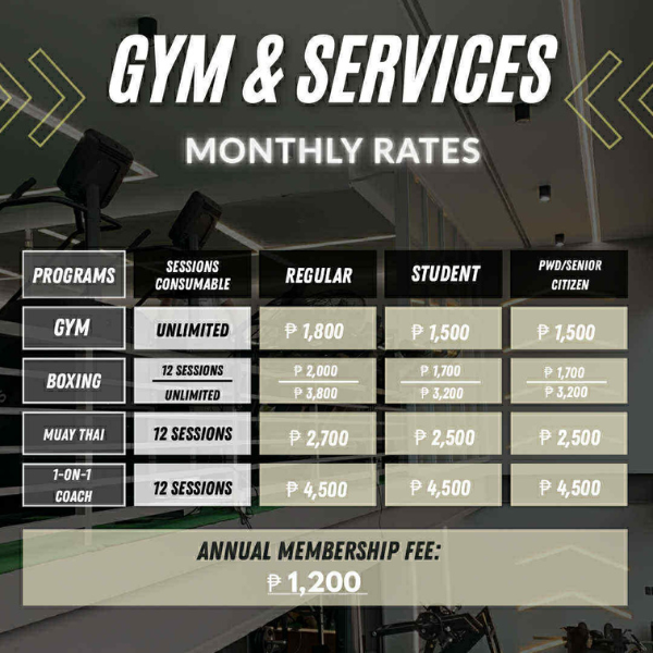 Fitness gym cdo | Rates and Pricing